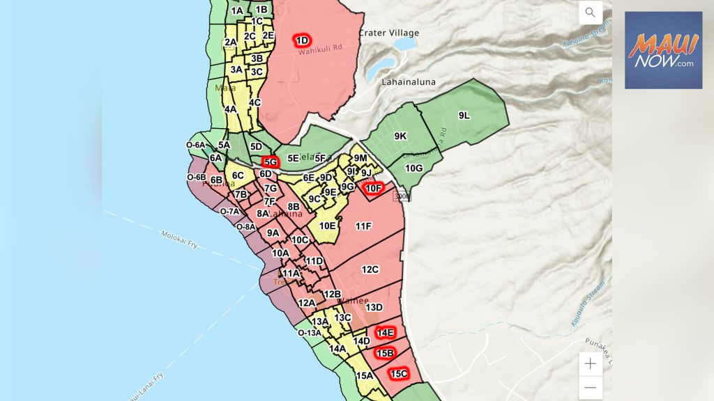 Disaster Area Residential Restrictions to be lifted for Zones 1D, 5G, 10F, 14E, 15B and 15C in West Maui | Maui Now
