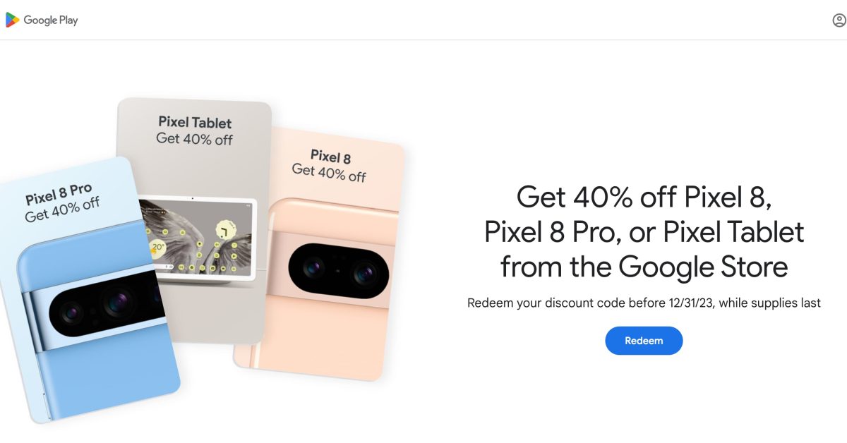 Google Play Points users get 40% off Pixel 8, 8 Pro, and Tablet 