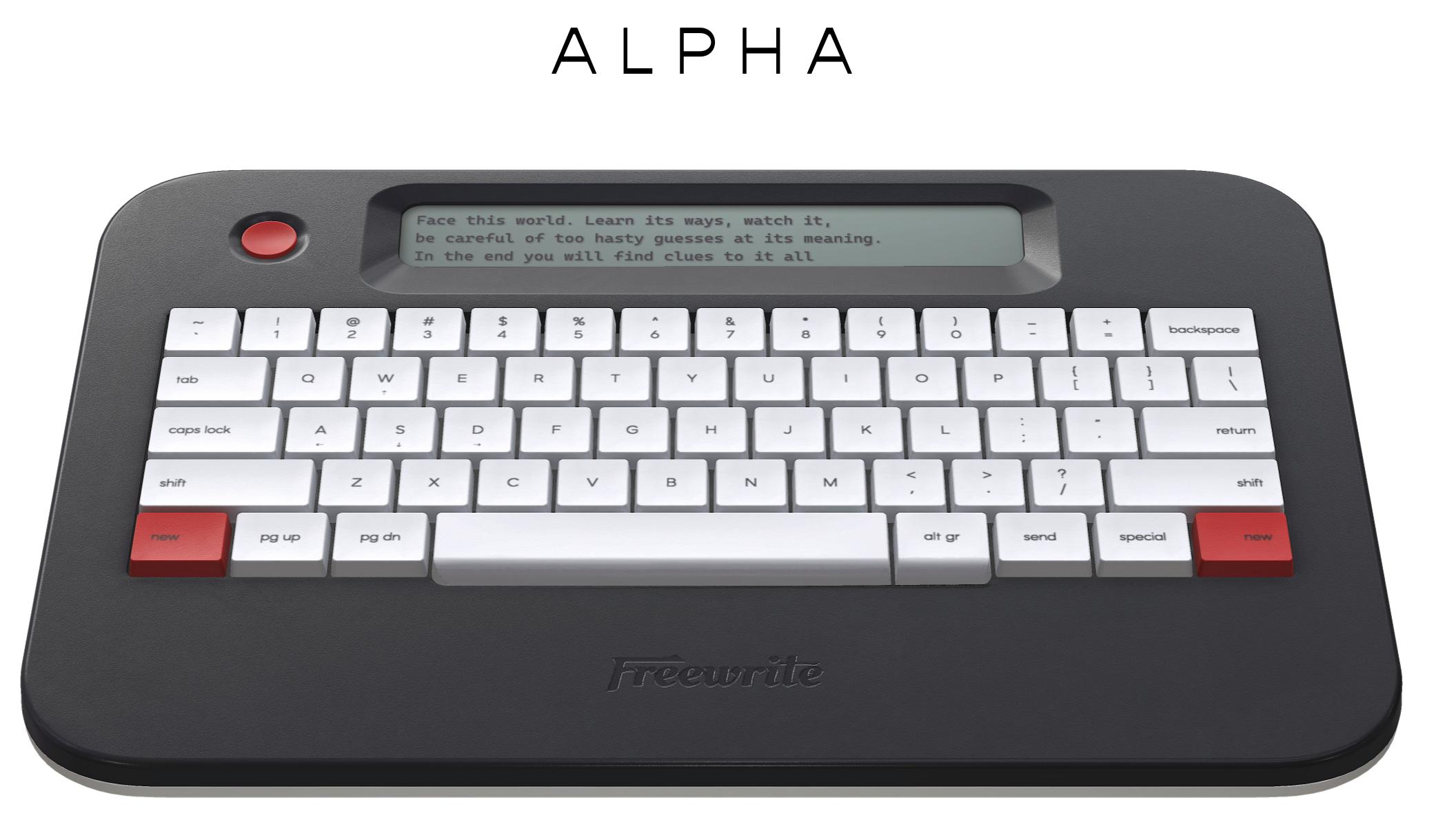 Freewright Alpha Typewriter is shipping in January
