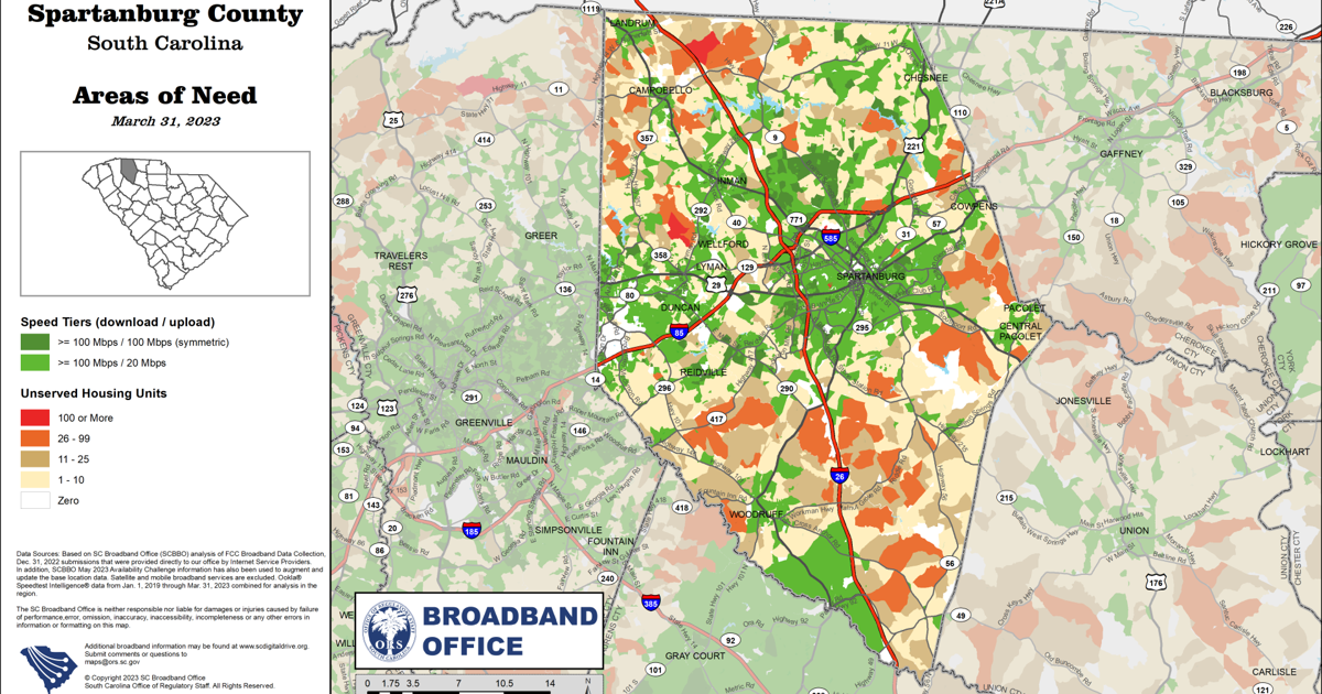Rural areas of Spartanburg County should have access to high-speed internet this year