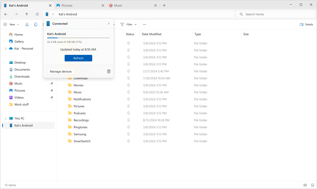 Windows 11’s latest feature lets you view your Android phone content in the File Explorer