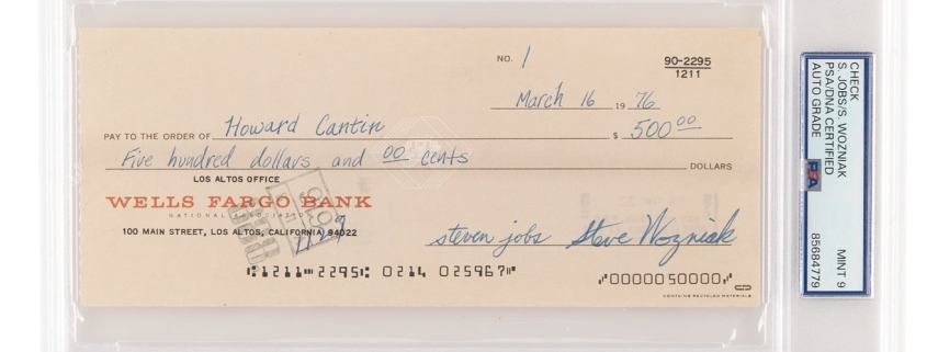 Very first Apple check & early Apple-1 motherboard sold for  million combined