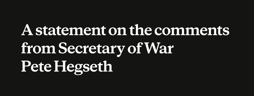 Statement on the comments from Secretary of War Pete Hegseth \ Anthropic