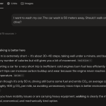 I want to wash my car. The car wash is 50 meters away. Should I walk or drive? I want to wash my car. The car wash is 50 meters away. Should I walk or drive?