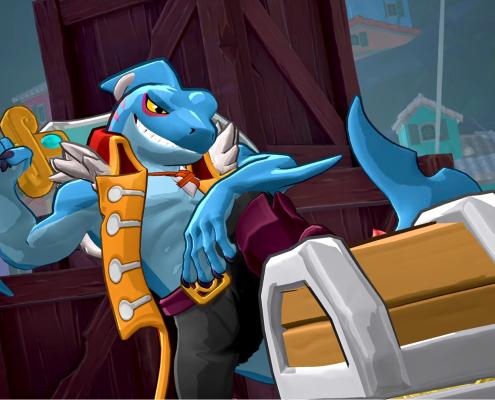 The best Smash Bros.-like on Steam just added a character who can shop for items and go fishing in the middle of a match, in case you thought fighting games were too one-note