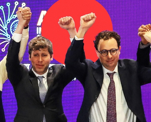 Skin-Crawlingly Awkward Video Shows Sam Altman and Dario Amodei Refusing to Hold Hands