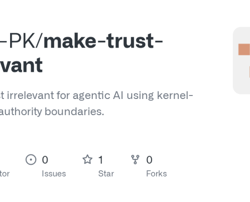 Deso-PK/make-trust-irrelevant: Make trust irrelevant for agentic AI using kernel-enforced authority boundaries. Deso-PK/make-trust-irrelevant: Make trust irrelevant for agentic AI using kernel-enforced authority boundaries.