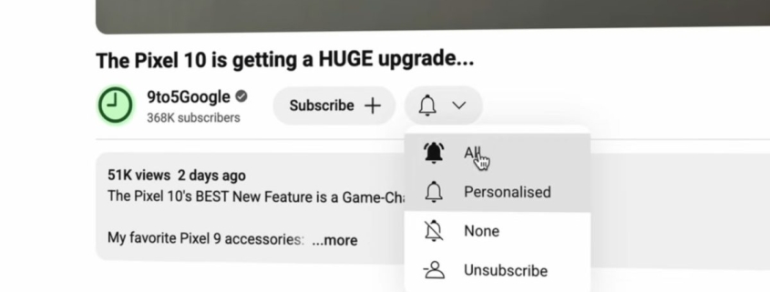 YouTube test might not send you channel notifications even if you select ‘all’