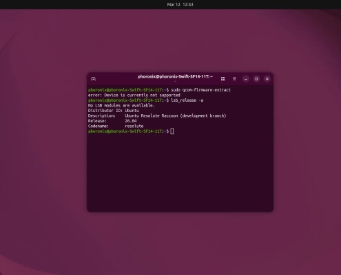 Trying Out Snapdragon X Elite With The Acer Swift 14 AI Laptop On Ubuntu 26.04