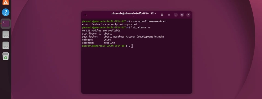 Trying Out Snapdragon X Elite With The Acer Swift 14 AI Laptop On Ubuntu 26.04 Trying Out Snapdragon X Elite With The Acer Swift 14 AI Laptop On Ubuntu 26.04