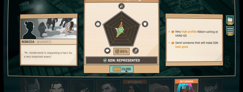 Just like XCOM, superhero comedy Dispatch cheats random percentages of success in the player’s favor: ‘anything that had over a 76% success chance would automatically succeed’