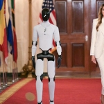 Melania Trump Escorted by Talking Humanoid Robot at White House Tech Summit Melania Trump Escorted by Talking Humanoid Robot at White House Tech Summit