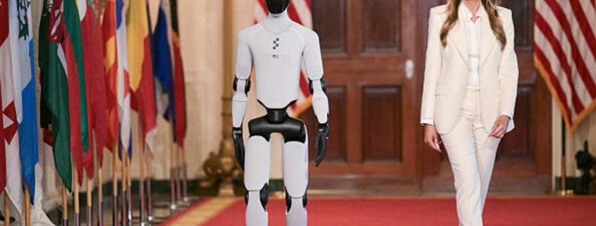 Melania Trump Escorted by Talking Humanoid Robot at White House Tech Summit
