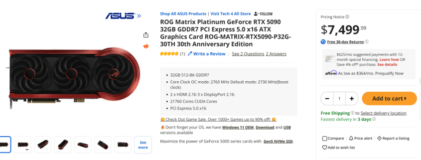 Newegg’s ,500 RTX 5090 card is a sad, depressing omen