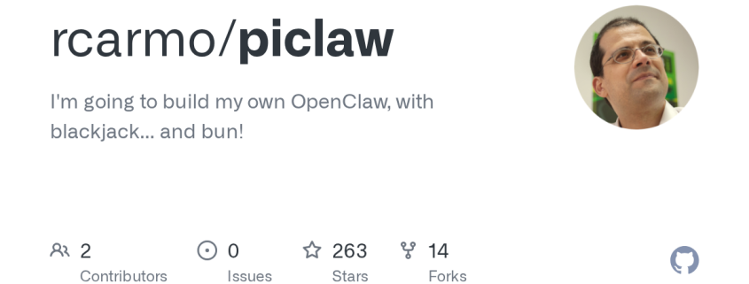 rcarmo/piclaw: I’m going to build my own OpenClaw, with blackjack… and bun! · GitHub